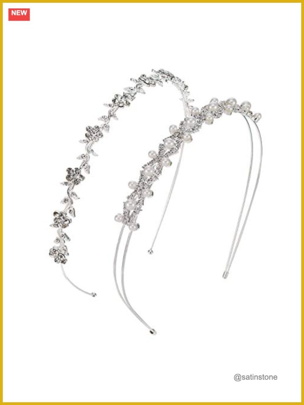 Rhinestone Flower Headbands Silver Bridal Headpiece Wedding Hair Accessory
